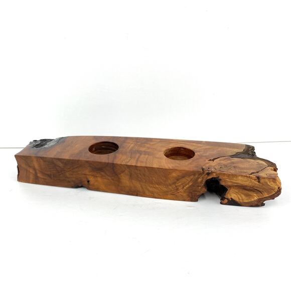 Live Edge Walnut Wood Tea Light Holder Centerpiece - Picture 1 of 9